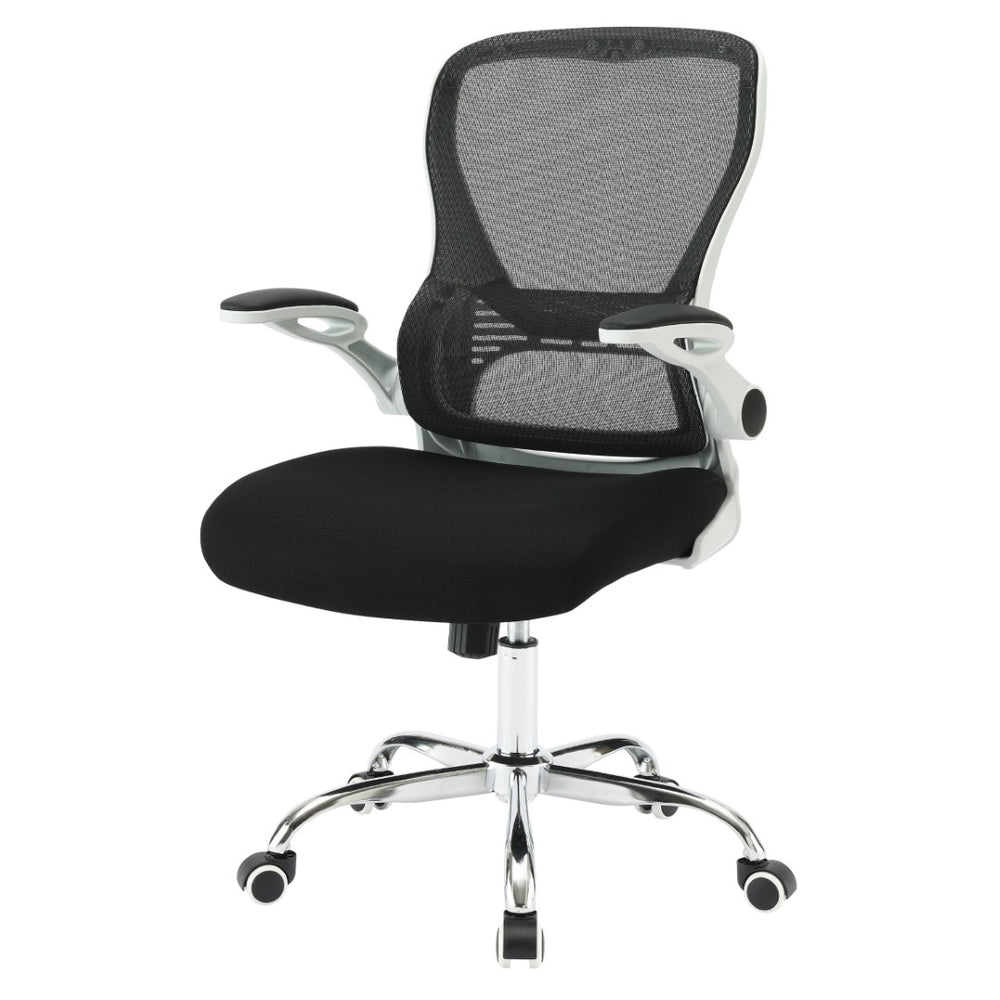 OSP Home Furnishings Mesh Back Ergonomic Office Chair with Lumbar Support Flip up Arms and Foam Seat Cushion White EMW96809C-3