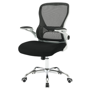 OSP Home Furnishings Mesh Back Ergonomic Office Chair with Lumbar Support Flip up Arms and Foam Seat Cushion White EMW96809C-3