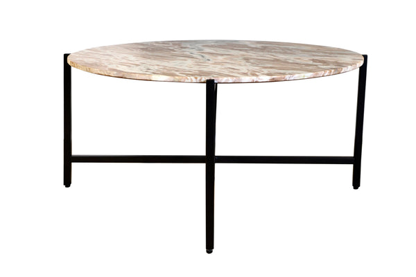 English Elm Brown Marble Nesting Table Set With Grey Metal Frame | Chic & Durable Accent Table For Any Space B346P320743