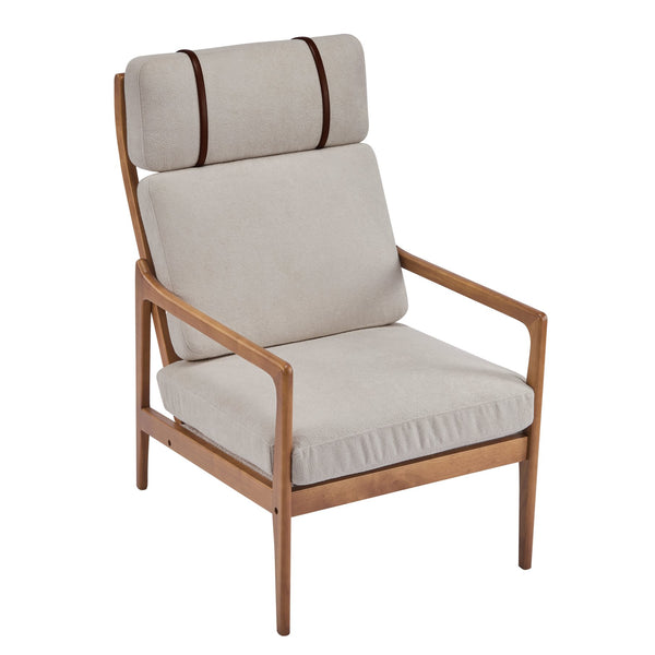 English Elm Christopher Knight Home® - Mid Century Modern Accent Armchair - Ergonomic High Back, Light Gray Cushions, Walnut Frame For Cozy Spaces N767P298391G