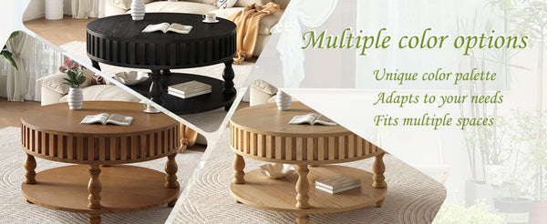 English Elm Farmhouse Fluted Square Coffee Table with Flip Top Hidden Compartment and Open Shelf Black W1445P370482