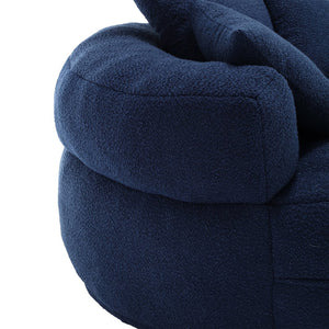 English Elm COOLMORE Chenille Sponge circular sleeper chair with removable washable cover, plush pillows & space-saving design Navy W1539P312252