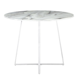 English Elm Cosmo Glam Dining Table With White Marble Top & Chrome Base - Modern Elegance For Your Home B202S01110