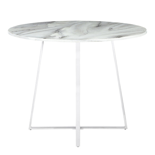 English Elm Cosmo Glam Dining Table With White Marble Top & Chrome Base - Modern Elegance For Your Home B202S01110