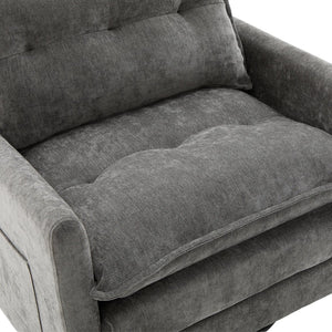 English Elm UNITED Swivel Barrel Chair with Chenille Upholstery, 360° Smooth Rotation, Padded Arm Comfort and Side Pockets for Living Room Relaxation Gray W1568P290087