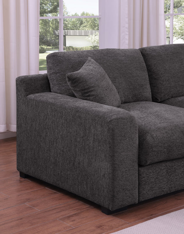 English Elm Celine Plush Chenille 128"W Corner Sectional Sofa with Right-Facing Chaise, Console Cupholders & USB Ports Gray B061S00902