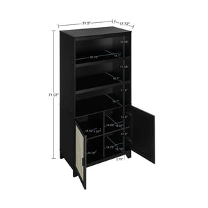 English Elm Sheridan 31" Bookcase Cabinet with 7 Shelves, Soft-Close Doors, Adjustable Shelves, Stylish Legs Black B365P397892