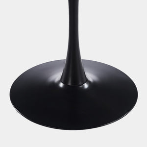 English Elm 42.1" Round Tulip Pedestal Dining Table Mid-century Mdf Top Seats Six Glossy Black W234P421897