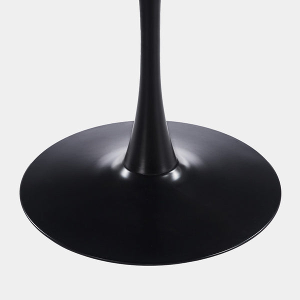 English Elm 42.1" Round Tulip Pedestal Dining Table Mid-century Mdf Top Seats Six Glossy Black W234P421897