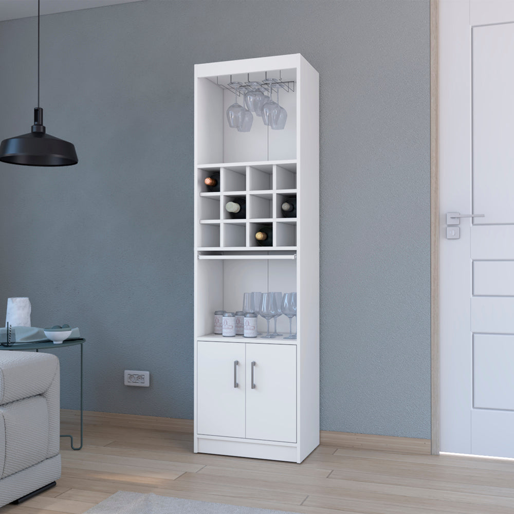 English Elm Bar Cabinet Fulton White – Engineered Wood Bar with 12 Bottle Slots, Slide Shelf & Spacious Storage B092P191173