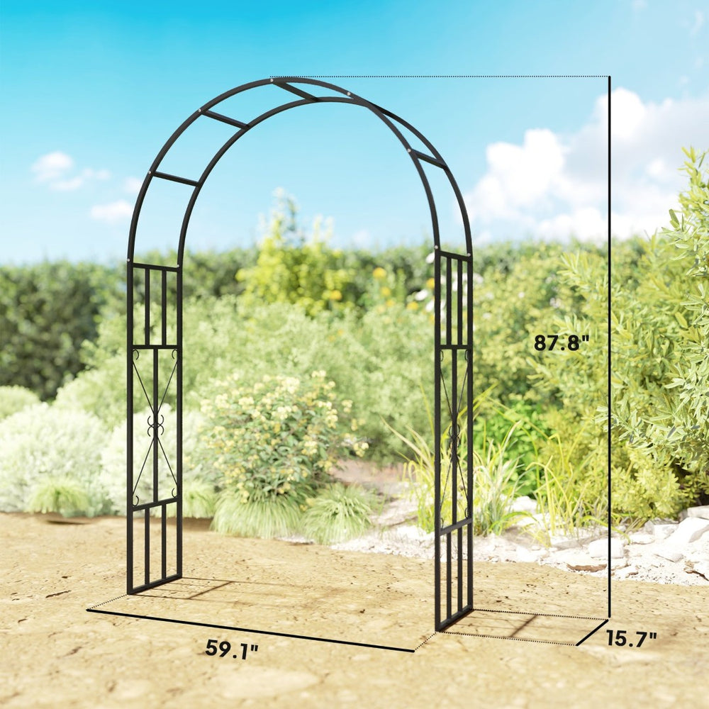 English Elm Garden Steel Arch Arbor with Powder Coated Frame for Climbing Roses and Vines T3971P422187