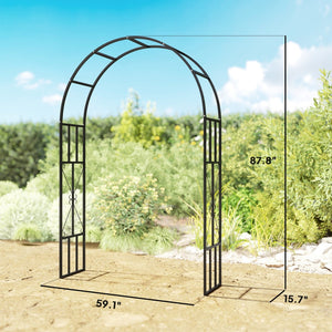 English Elm Garden Steel Arch Arbor with Powder Coated Frame for Climbing Roses and Vines T3971P422187