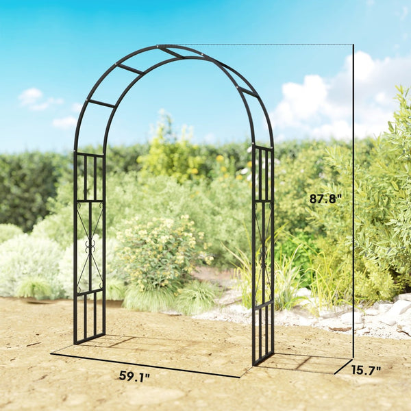 English Elm Garden Steel Arch Arbor with Powder Coated Frame for Climbing Roses and Vines T3971P422187