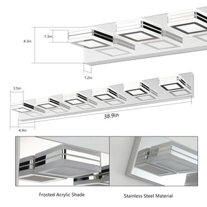 English Elm 39" Modern Chrome 6-Light Led Vanity Light Fixture With Acrylic Shades For Stylish Bathroom Illumination W2312P374881