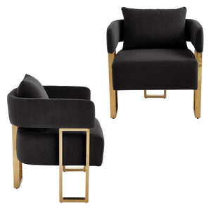 English Elm Ts Velvet Accent Chair Set of Two with Gold Metal Legs for Living Room or Office Black W2311P414940