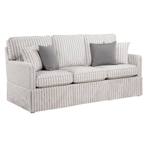 English Elm Classic Striped Fabric Sofa with Rubberwood Legs Pocket Coil Cushions and Accent Pillows B011P271945