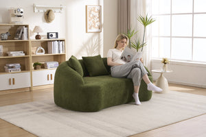 English Elm Ly-049s Curved Chenille Loveseat with Boneless Frame for Modern Living Spaces Green W2231P402441