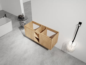 English Elm 48" Wall-Mounted Bathroom Vanity With Soft-Close Doors, Open Shelving & Ample Storage Space W999125010
