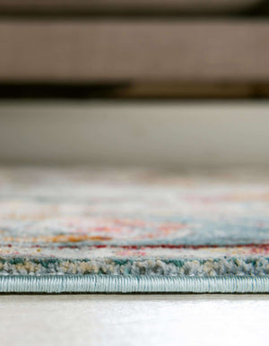 Unique Loom Baracoa Rumba Machine Made Border Rug Light Blue, Cream/Gold/Orange/Purple/Red 7' 10" x 10' 0"