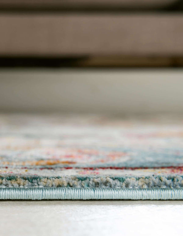 Unique Loom Baracoa Rumba Machine Made Border Rug Light Blue, Cream/Gold/Orange/Purple/Red 7' 10" x 10' 0"