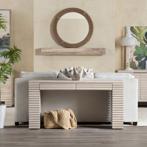 Crestview Collection Coastal Accent Tables - Bayur Wood Console With Drawers, Minimalist Design For Modern Living Rooms Cream Solid Wood Cvfdr1226