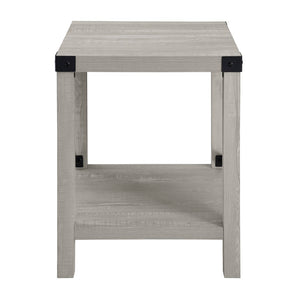 English Elm Walker Edison - Rustic Industrial Metal-X 2-Tier Side Table - Stone Grey