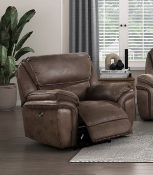 English Elm Plush Power Recliner with Usb Port Microfiber Upholstery and Solid Wood Frame Support B011P229987