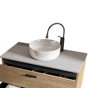 English Elm BB16-16A-101, Integrated White Ceramic Basin Glossy Vessel Sink — Sleek Round Design, Easy-Clean Finish W1865P279833