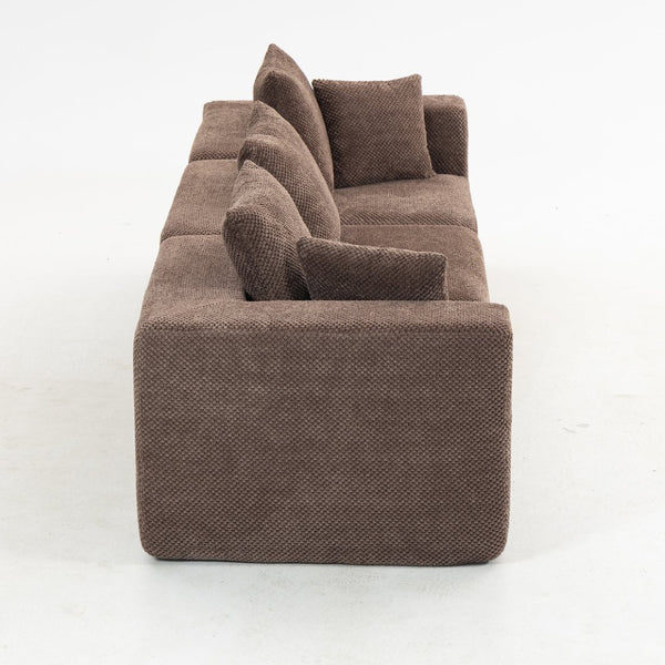 English Elm Modular Low Profile Sectional Sofa Plush Chenille Upholstery for Cozy Living Rooms Brown W3326S00030