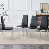 English Elm Checkered Armless High Back Dining Chair, 4-Piece Set, Black Chair and Electroplated Metal Legs, Office Chair. Suitable For Restaurants, Living Rooms, Kitchens, and Offices.W115162605 0924