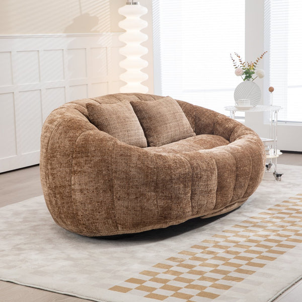 English Elm Bean Bean Bag Sofa High-Density Memory Foam Two-Seater Lounger High Back Chenille Cozy Support Coffee W395P181441