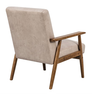 English Elm 25.38'' 25.38" Wide Classic Mid-Century Modern Arm Chair with Solid Wood Arms, Plush Foam & Microfiber Finish Light Camel B2735P271019