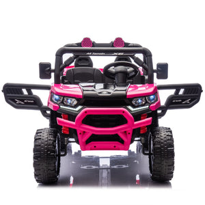 English Elm 24v Two Seat Kids Electric Dump Truck Six Wheel 4wd Utv with Parental Remote Pink W1578P268990