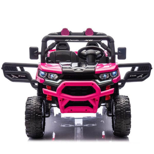 English Elm 24v Two Seat Kids Electric Dump Truck Six Wheel 4wd Utv with Parental Remote Pink W1578P268990