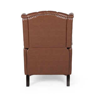 English Elm Christopher Knight Home® - RECLINER Light Brown PU Upholstered Wingback with Button-Tufted Diamond Stitch & Nailhead Trim 56992.00PUCOGN