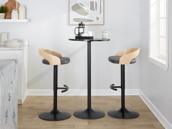 English Elm Adjustable Swivel Barstools Set of 3 Faux Leather Metal Wood Counter Height B202S02025