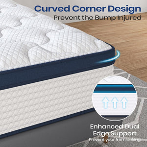 English Elm 10" Queen Hybrid Mattress Cooling Space Cotton Cover Pocket Coils Medium Firm Support B2716P327516