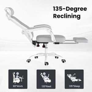 English Elm Ergonomic High-Back Office Chair With Adjustable Footrest & Lumbar Support For Comfort At Home & Work T3623P380934