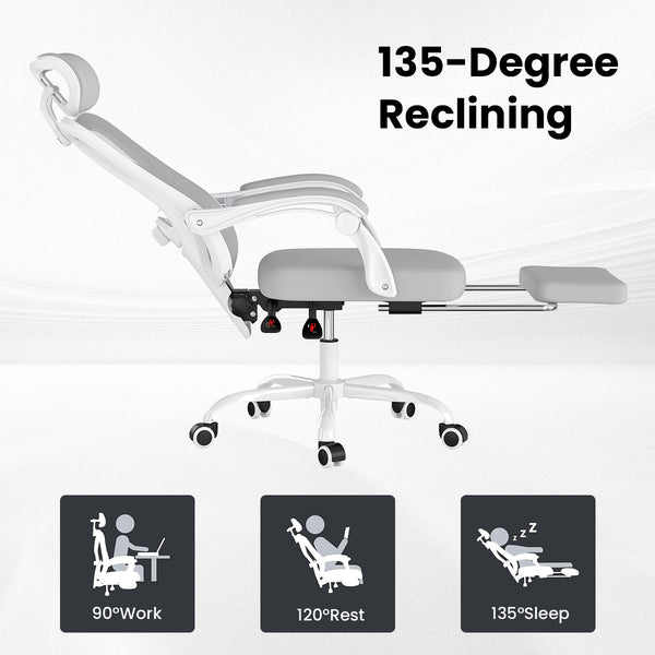 English Elm Ergonomic High-Back Office Chair With Adjustable Footrest & Lumbar Support For Comfort At Home & Work T3623P380934