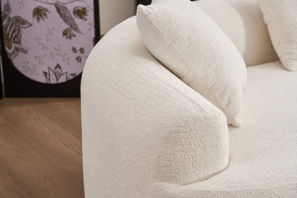 English Elm Curved Boneless Sofa modular 110" sectional with high-density foam & spring core, kid‑friendly curves, no assembly required for easy moving and cozy lounging White W2231S00005