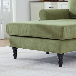 English Elm Modern Chenille Fabric Recliner Chaise Lounge Sofa with High-Resilience Foam, 550LB Capacity, Cozy Plush Backrest and Armrests for Living Room Relaxation Olive Green W395P371338
