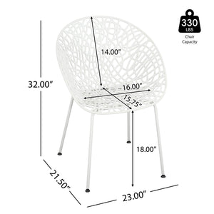 English Elm Christopher Knight Home® - Neiman Outdoor Dining Chair Set of 2 with Weather-Resistant Iron Frame and Perforated Diamond Design White N775P256374W