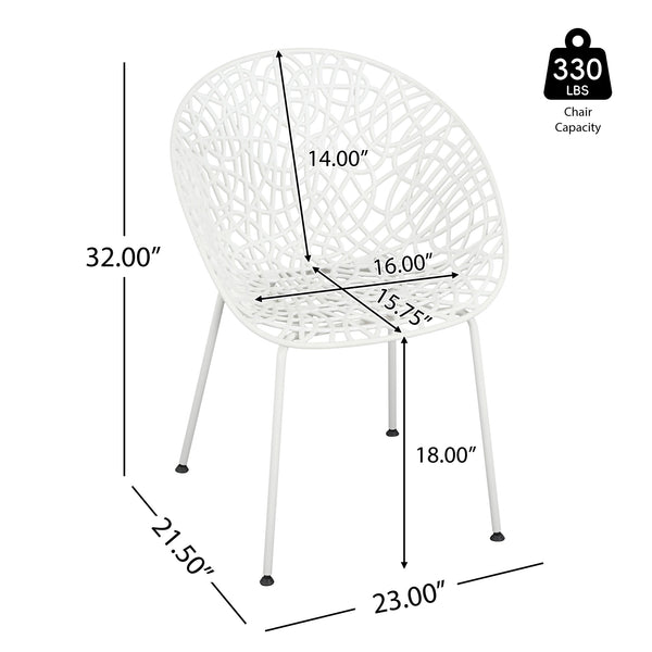 English Elm Christopher Knight Home® - Neiman Outdoor Dining Chair Set of 2 with Weather-Resistant Iron Frame and Perforated Diamond Design White N775P256374W