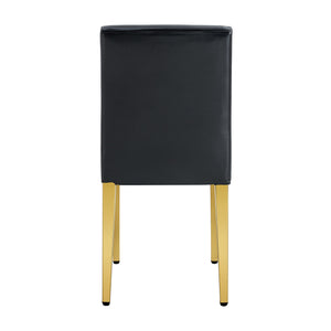 English Elm Four PU dining chairs with sleek silver metal legs, ergonomic PU seats, anti-slip feet, easy assembly, modern minimalist style Black+Gold W1151P269024