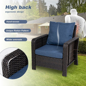 English Elm Tl Outdoor Nine Piece Pe Rattan Patio Set with Swivel Chairs Sofa and Side Table T5925S00009