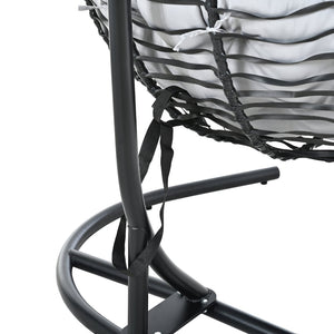English Elm U_style Wicker Hanging Egg Chair with Stand Foldable Indoor Outdoor Swing Seat Black+ Gray N711P389502E
