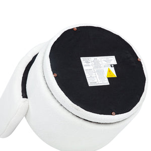 English Elm 360 Swivel Bouclé Sofa Chair with Hidden Storage Compartment, Ergonomic Plush Cushioning for Cozy Living Spaces Beige 28.75 L x 28 W x 20.5 H W1716P196476