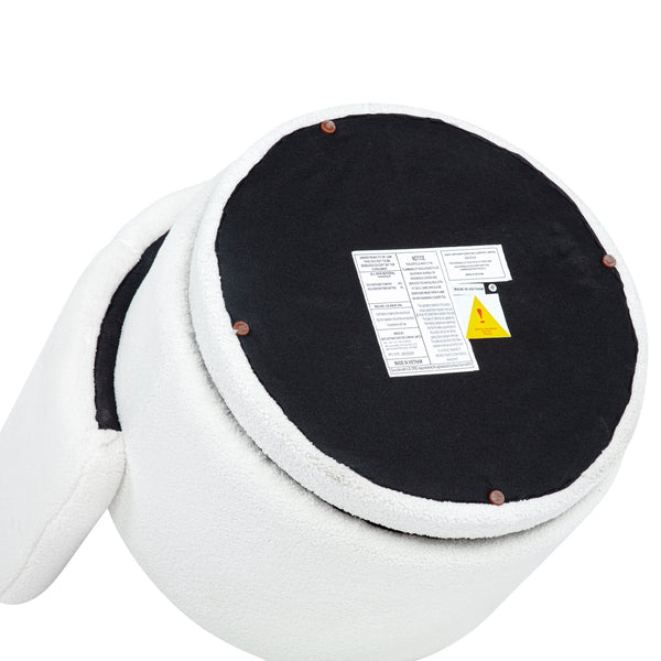 English Elm 360 Swivel Bouclé Sofa Chair with Hidden Storage Compartment, Ergonomic Plush Cushioning for Cozy Living Spaces Beige 28.75 L x 28 W x 20.5 H W1716P196476