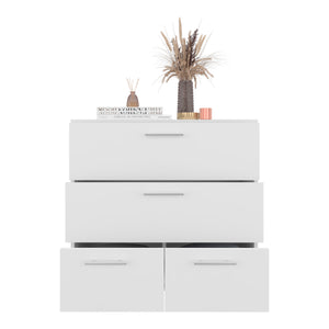 English Elm Alpine Wide Four Drawer Dresser in White Kronos Finish — Slim 31.5" Modern Storage, Smooth Glide B070P337079