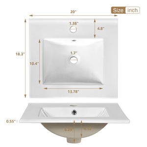 English Elm 20 Inch Bathroom Vanity with Ceramic Sink, Soft-Close Door, Adjustable Shelf, Smart Storage Organizing Design Grey N729P299505E
